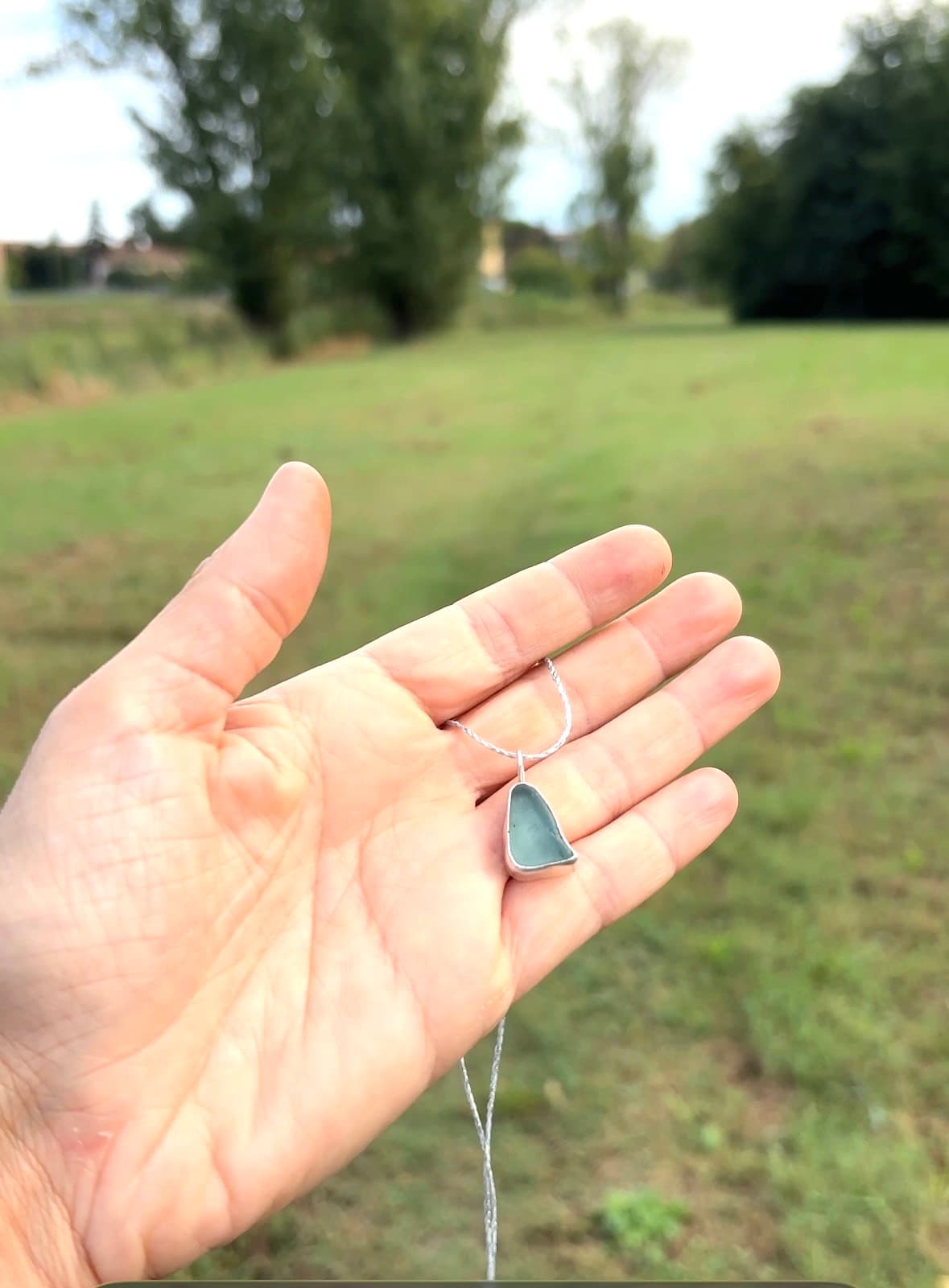 Ciondolo vetrino di mare azzurro